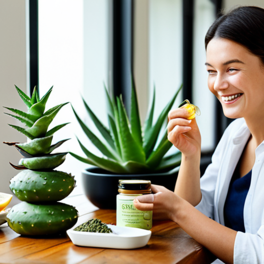 천연화장품과 스킨케어 루틴 조합법 - Woman Examining Natural Skincare Ingredients**
"A woman with clear, healthy skin, smiling gently wh...