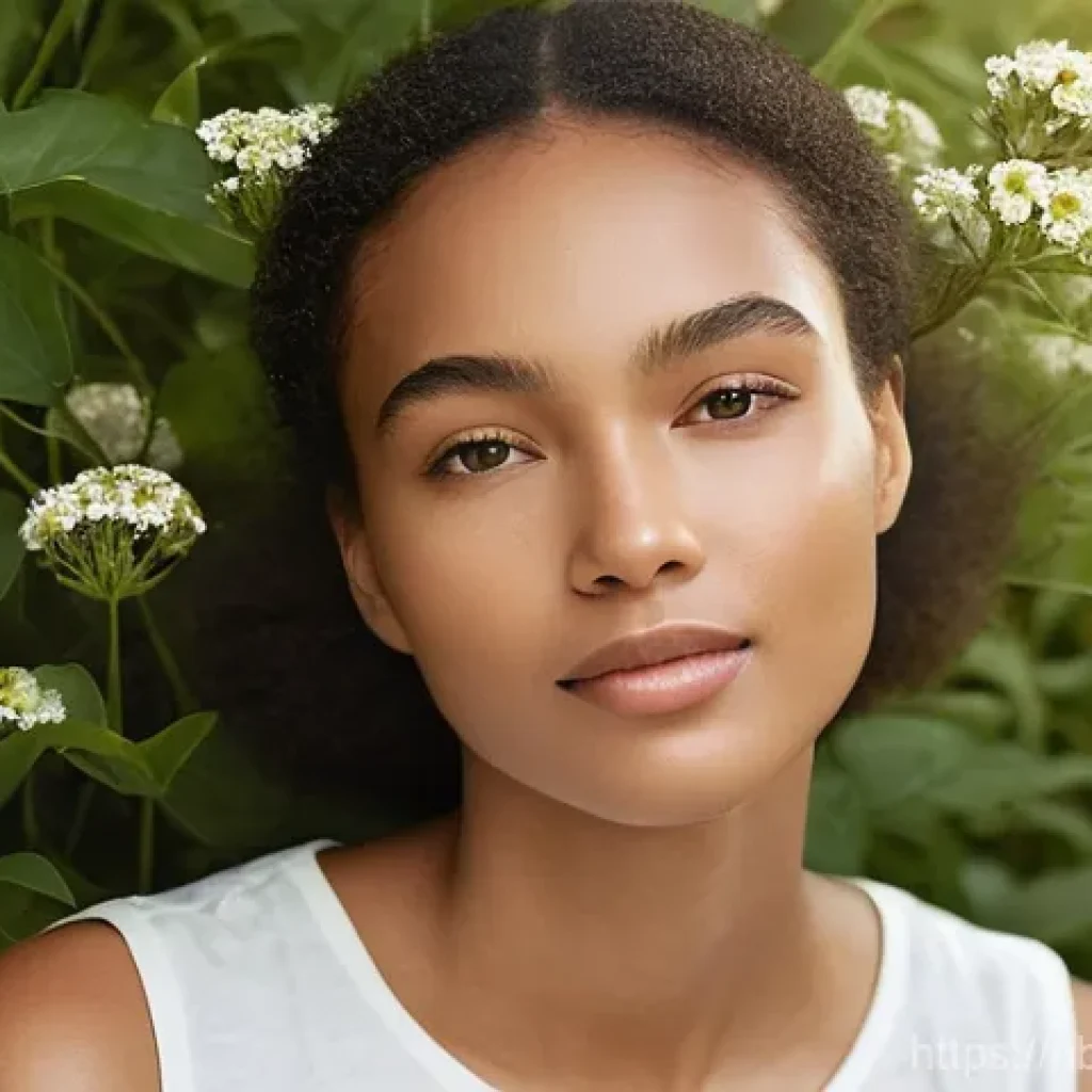 천연화장품 크림 비교 - **Prompt 1: Ethical Vegan Cream Application in Nature**
"A serene young woman with radiant, clea...