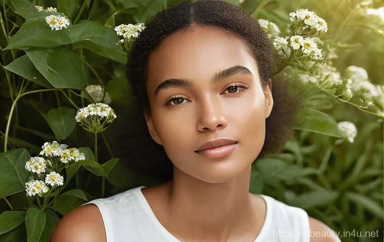 천연화장품 크림 비교 - **Prompt 1: Ethical Vegan Cream Application in Nature**
    "A serene young woman with radiant, clea...