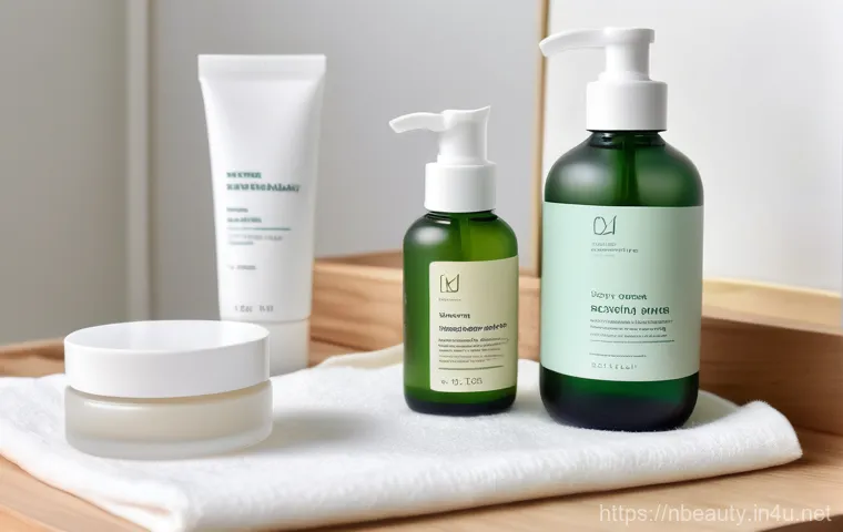 천연화장품 스킨케어 루틴 - A radiant, smiling young Asian woman with flawlessly clear, "glass skin" gently patting a natural se... 천연화장품 스킨케어 루틴 - A radiant, smiling young Asian woman with flawlessly clear, "glass skin" gently patting a natural se...